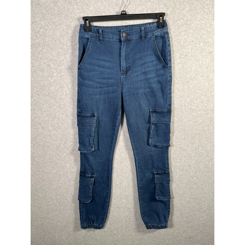 Legend By Mitzi Michel Cargo Jeans Women Large Blue Denim Cotton Stretch Tapered